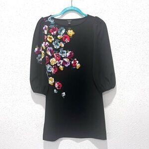 Ann Taylor Floral Black Dress XSP